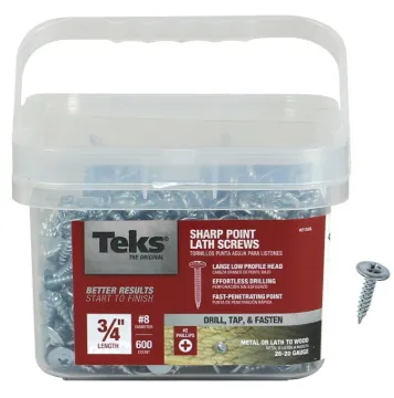 Teks 21506 Lath Screw, #8 Thread, Truss Head, Phillips Drive, Sharp Point, Steel, Zinc