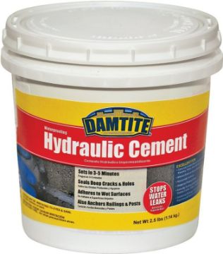 DAMTITE 07031 Hydraulic Cement, Powder, 2.5 lb Package, Pail