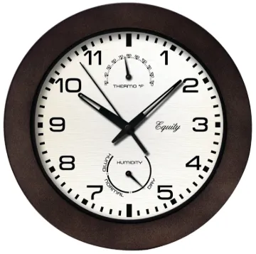 Equity 29005 Wall Clock, Round, Analog, Plastic Frame, Dark Brown Frame