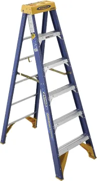 WERNER Old Blue Series OBCN06 Step Ladder, 10 ft Max Reach H, 5-Step, 375 lb, Type IAA Duty Rating,