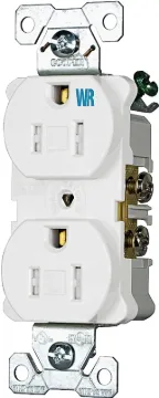 Eaton Wiring Devices TWRBR15W-BXSP Duplex Receptacle, 2-Pole, 15 A, 125 V, Back, Side Wiring, NEMA: