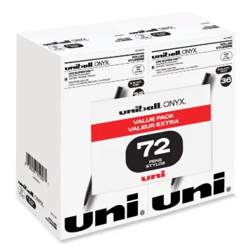 ONYX Roller Ball Pen, Stick, Fine 0.7 mm, Black Ink, Black Matte Barrel, 72/Pack