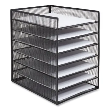 Front-Load Enclosed Wire Mesh Horizontal Document Organizer, 6 Sections, Letter-Size, 9.25 x 13.38 x