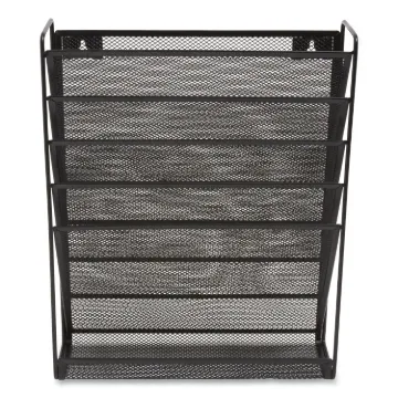 Wire Mesh Incline Sorter, Enclosed Design, 5 Sections, Letter-Size, 13.38 x 4.52 x 16.45, Matte Blac