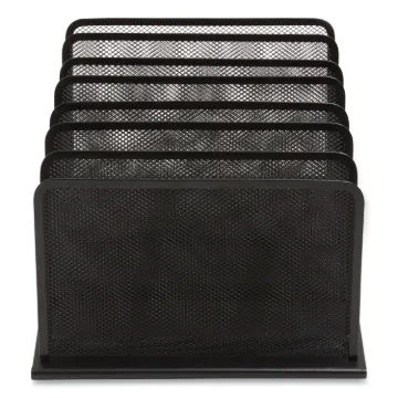 Wire Mesh Incline Sorter, Open Design, 5 Sections, Letter-Size, 7.72 x 11.65 x 10.83, Matte Black