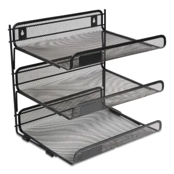 Side-Load Open Design Wire Mesh Horizontal Document Organizer, 3 Sections, Letter-Size, 13.78 x 11.2