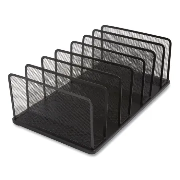 Wire Mesh Vertical Document Sorter, 7 Sections, Letter-Size, 8.54 x 15.43 x 8.77, Matte Black