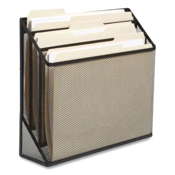 Wire Mesh Incline Sorter, Enclosed Design, 3 Sections, Letter-Size, 13.78 x 16.61 x 12.4, Matte Blac