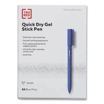 Quick Dry Gel Pen, Retractable, Fine 0.5 mm, Blue Ink, Blue Barrel, Dozen