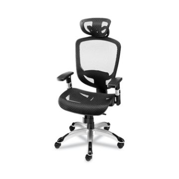 FlexFit Hyken Mesh Task Chair, Supports Up to 300 lbs, 17.24" to 20.98" Seat Height, Black Seat, Bla