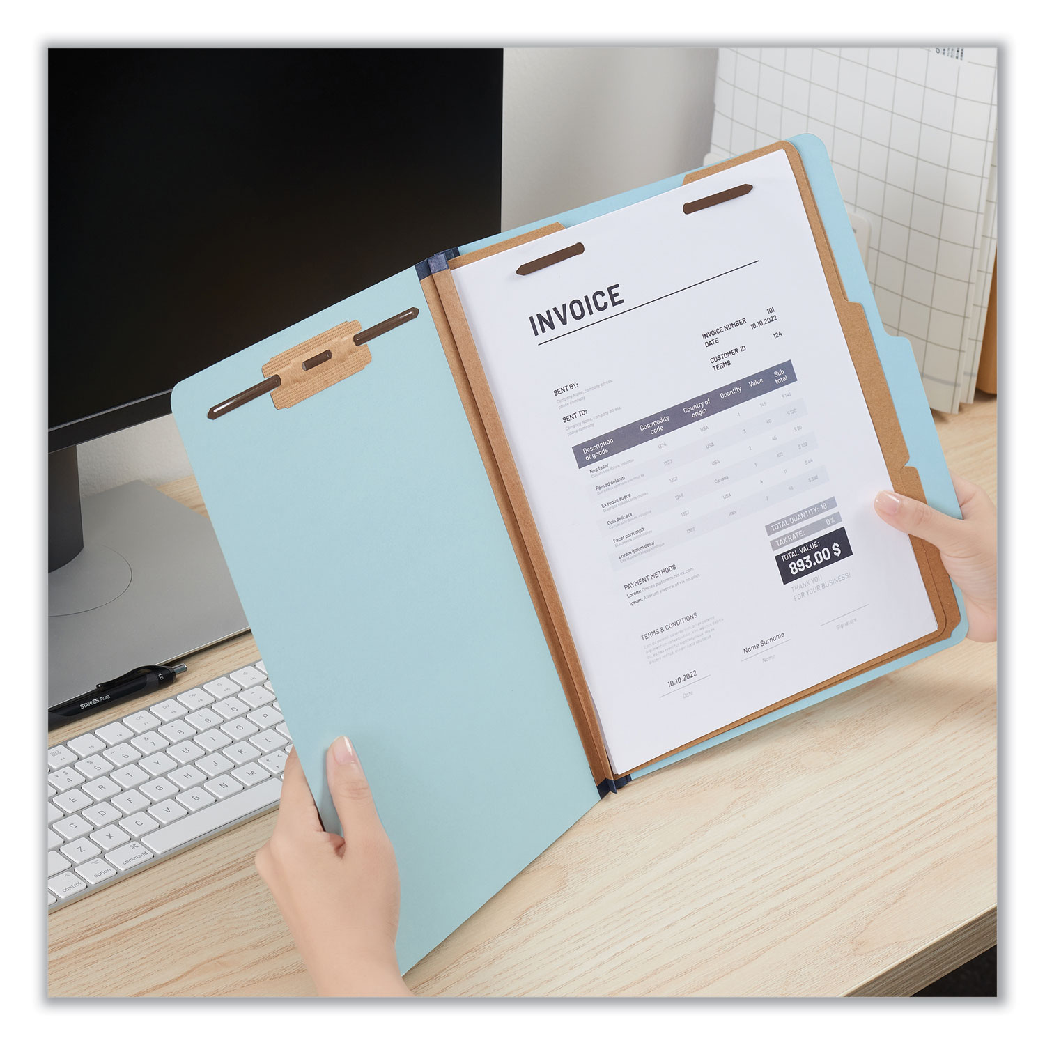 Six-Section Classification Folders, Heavy-Duty Pressboard Cover, 2 ...