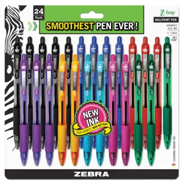 Z-Grip Ballpoint Pen, Retractable, Medium 1 mm, Assorted Business/Artistic Ink Colors, Clear Barrel,
