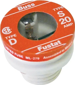 Bussmann S-20 Time-Delay Plug Fuse, 20 A, 125 V, 10 kA Interrupt, Low-Voltage Fuse