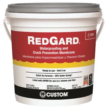 CUSTOM REDGARD LQWAF1-2 Waterproofing and Crack Prevention Membrane, Liquid, Red, 1 gal, Pail