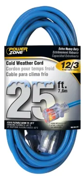 PowerZone ORCW511825 Extension Cord, 12 AWG Cable, 25 ft L, 15 A, 125 V, Blue Jacket