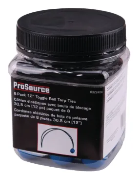 ProSource FH4031 Canopy Tarp Tie, Heavy-Duty, Rubber, Plastic, Black/Blue, 8, PET Jar