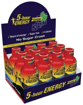 5-hour ENERGY 218123 Sugar-Free Energy Drink, Liquid, Grape Flavor, 1.93 oz Package, Bottle