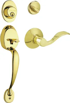 Schlage Plymouth F60V PLY/ACC 505 Handleset, 1 Grade, Keyed Different Key, Solid Brass, Brass, C Key