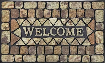 Simple Spaces DM-183006 Door Mat, 30 in L, 18 in W, Flocking Pattern, Natural Coconut Surface
