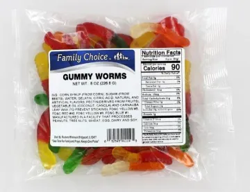 Family Choice 1119 Gummy Worm Candy, 8.5 oz Package