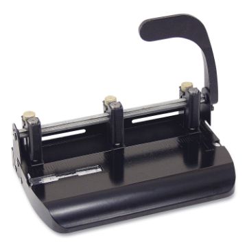 32-Sheet Heavy-Duty Two-Three-Hole Punch with Lever Handle, 9/32" Holes, Black