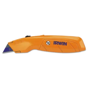 Hi-Vis Retractable Knife, 6-1/2 in Length, Bi Metal Blade, Cast Aluminum, Orange