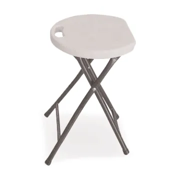 Rough n Ready Folding Stool, Backless, Supports Up to 300 lb, 26" Seat Height, White Seat, Charcoal