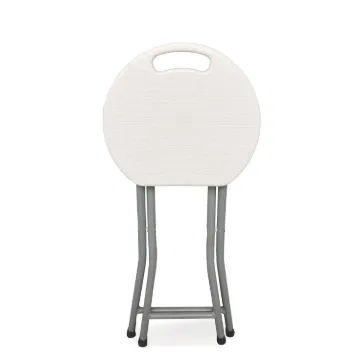 Rough n Ready Folding Stool, Backless, Supports Up to 300 lb, 18" Seat Height, White Seat, Charcoal