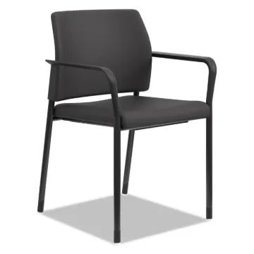 Accommodate Series Guest Chair with Fixed Arms, 23.25" x 22.25" x 32", Black Seat, Black Back, Charb