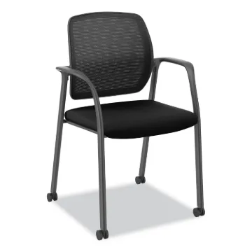 Nucleus Series Recharge Guest Chair, Supports Up to 300 lb, 17.62" Seat Height, Black Seat/Back, Bla