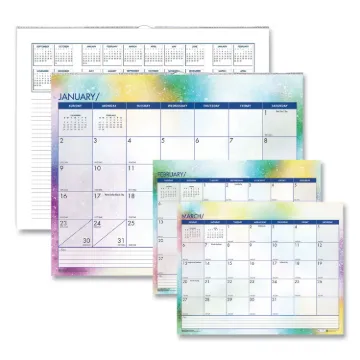 Recycled Cosmos Wall Calendar, Cosmos Artwork, 14.88 x 12, White/Blue/Multicolor Sheets, 12-Month (J