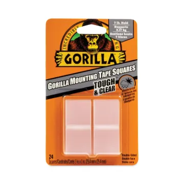Gorilla Tough & Clear 6067202 Mounting Tape, 1 in L, 1 in W, Clear