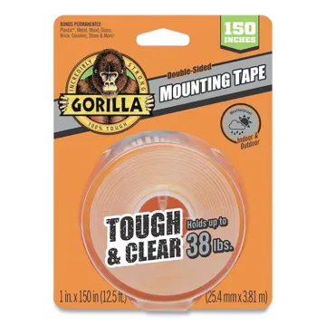 Gorilla TOUGH & CLEAR 6036002 Mounting Tape, 150 in L, 1 in W, Clear, Roll