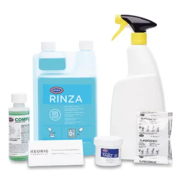 Bean to Cup Brewer Deep Cleaning Kit, 4oz Complete Cafe, (3) 32oz Rinza, (12)Tabz Z61, (3) SuperGrin