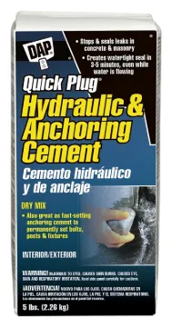 DAP Quick Plug 14086 Hydraulic and Anchoring Cement, Powder, Gray, 28 days Curing, 5 lb Package, Box