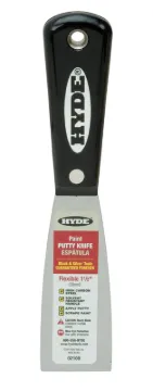 HYDE Black & Silver 02100 Putty Knife, 1-1/2 in W Blade, HCS Blade, Nylon Handle