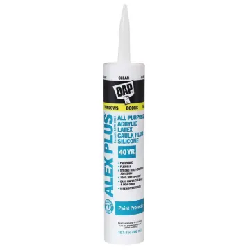 DAP ALEX PLUS 18156 Acrylic Latex Caulk with Silicone, Clear, -20 to 180 deg F, 10.1 fl-oz Package,