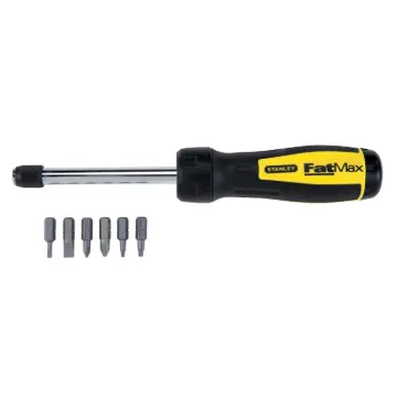STANLEY 69-189 Ratcheting Screwdriver, 6-in-1 Drive, 8-3/4 in OAL, Rubber Handle, Ergonomic Handle