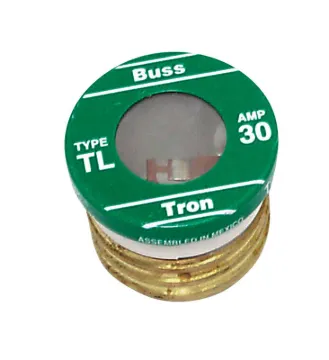 Bussmann BP/TL-30 Time-Delay Plug Fuse, 30 A, 125 V, 10 kA Interrupt, Plastic Body