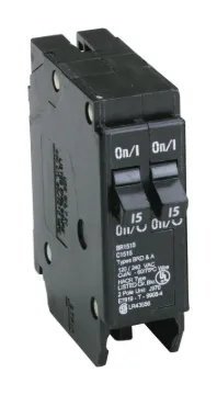 Cutler-Hammer BR1515 Circuit Breaker, Duplex, Type BR, 15 A, 1-Pole, 120/240 V, Thermal Magnetic Tri