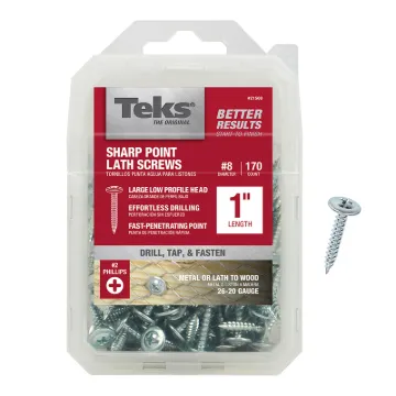 Teks 21508 Lath Screw, #8 Thread, Truss Head, Phillips Drive, Sharp Point, Steel, Zinc