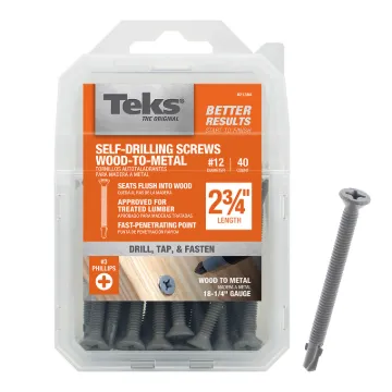 Teks 21384 Screw, #12 Thread, 2-3/4 in L, Coarse Thread, Flat Head, Phillips Drive, Self Drill Point