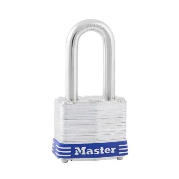 No. 3 Laminated Steel Padlock, 9/32 in dia, 5/8 in W x 2 in H Shackle, Silver/Blue, Keyed Different,