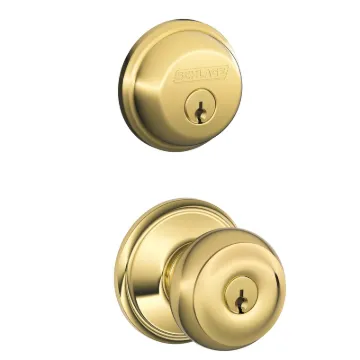 Schlage Georgian FB50VGEO505 Knob Lockset, 2 Grade, Keyed Alike Key, Steel, Brass, 2-3/8 x 2-3/4 in