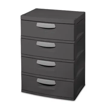 Sterilite 01743V01 Drawer Unit, 4-Drawer, Plastic, 25-5/8 in OAW, 35-3/4 in OAH, 19-1/4 in OAD