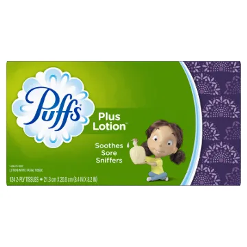 Puffs 39346 Facial Tissue, 8.4 in L, 8.2 in W, 2 -Ply, 24, Paper
