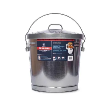 Behrens 6110 Locking Lid Can, 10 gal Capacity, Galvanized Steel, Silver