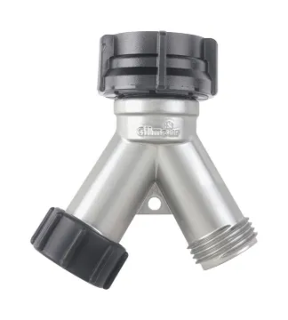 Gilmour 808004-1001 Y-Connector, Die-Cast Zinc, Nickel, For: Garden Hose