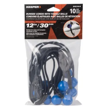 KEEPER 06344 Bungee Cord, 5/32 in Dia, 12 in L, Rubber, Toggle Ball End