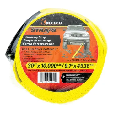 KEEPER 02942 Recovery Strap with Ware-Guard, 20,000 lb, 4 in W, 30 ft L, Hook End, Yellow